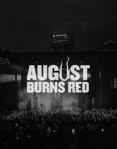 ANETIK x August Burns Red partnership logo over live concert crowd and stage
