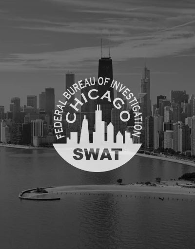 ANETIK x FBI Chicago SWAT partnership logo over Chicago skyline and waterfront