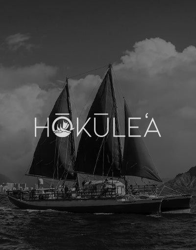 ANETIK x Hōkūleʻa partnership logo over traditional sailing canoe on ocean